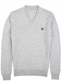 Lyle & Scott Pullover V-neck Herr Ull Grå Ljus