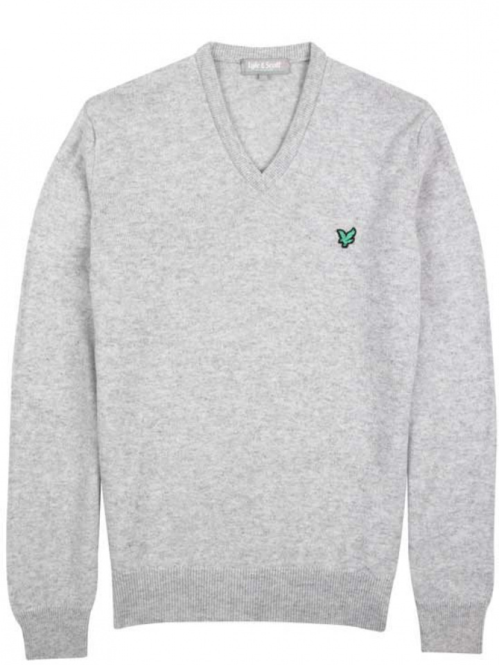 Lyle & Scott Pullover V-neck Herr Ull Grå Ljus i gruppen Rea / Rea Kläder / Herr hos Dimbo Golf AB (6258001-0843r)