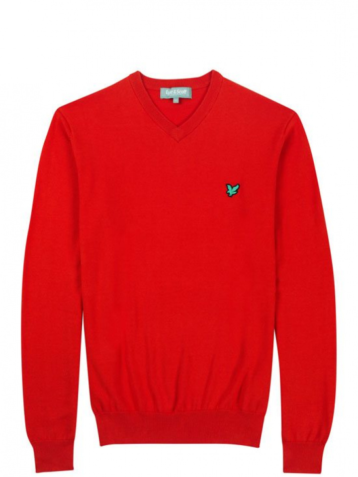 Lyle & Scott Pullover V-neck Herr Bomull Röd Ljus i gruppen Golfkläder / Herrkläder / Golftröjor hos Dimbo Golf AB (6258002-0743r)