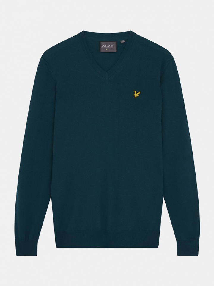 Lyle & Scott Pullover Herr V-Hals Golf Grön i gruppen Golfkläder / Damkläder / Långärmade golftröjor dam hos Dimbo Golf AB (6258015-3654r)