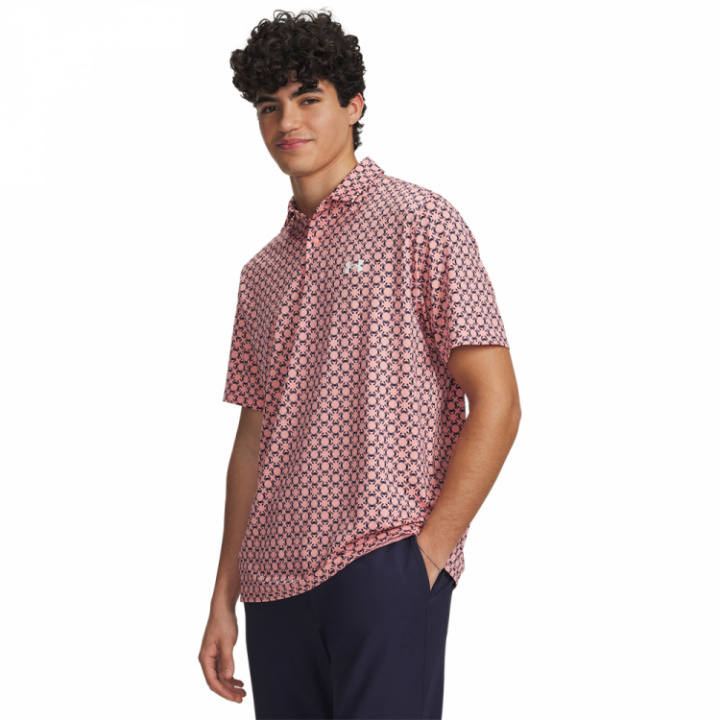 Under Armour Herr Piké Matchplay Printed Posh Pink 604 i gruppen hos Dimbo Golf AB (7850032-6043r)