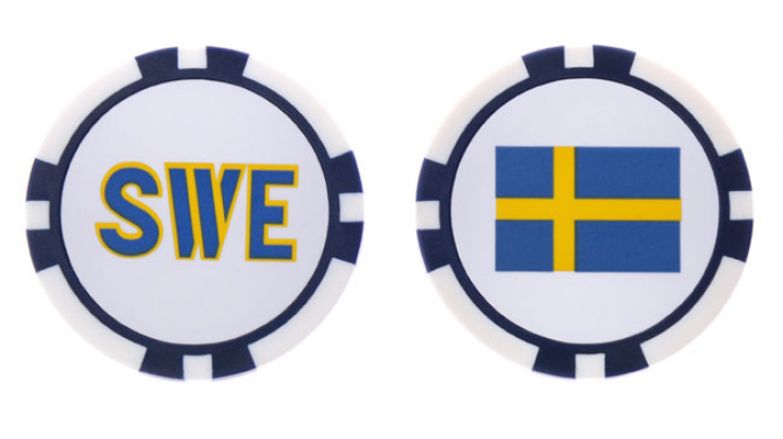 Sverige Markör Pokerchip Sverige i gruppen Tillbehör / Golftillbehör / Markörer hos Dimbo Golf AB (9981193-3080)